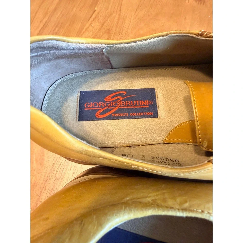 Giorgio Brutini Private Collection Mens Yellow Snakeskin Leather Shoes 13M‎